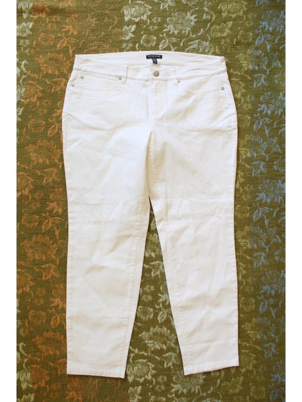 Eileen Fisher Ankle Beige women's Pants Cotton Size 14P/W34 casual Formal Comfy